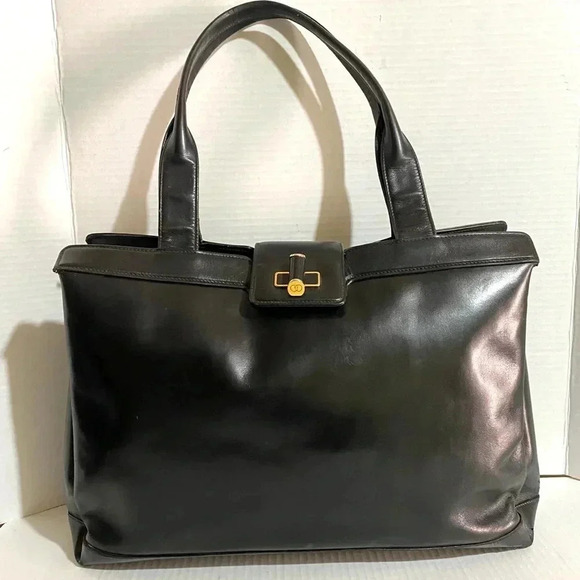 Gucci vintage black leather satchel handbag - Picture 1 of 15